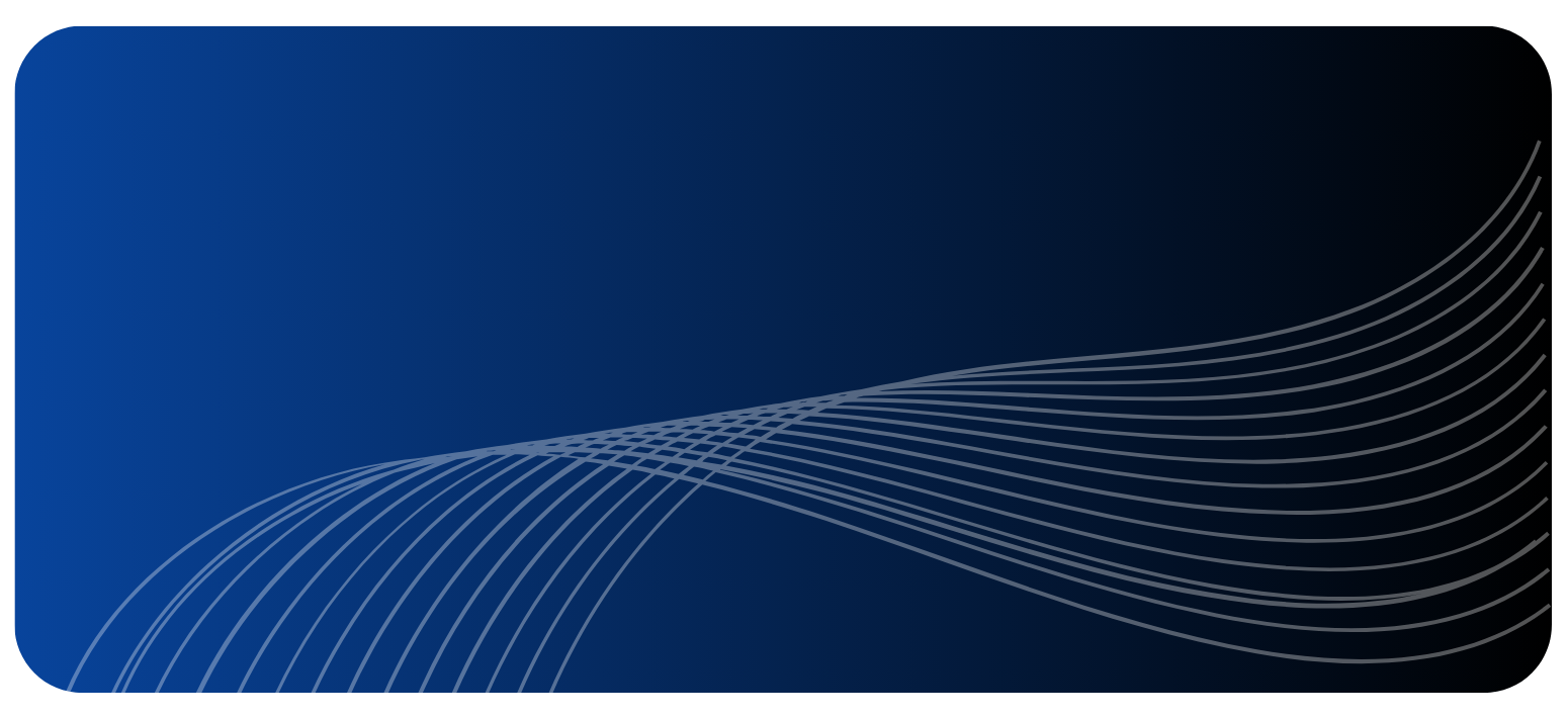 A dark blue gradient background with white curved lines creating a wave pattern on the right side.
