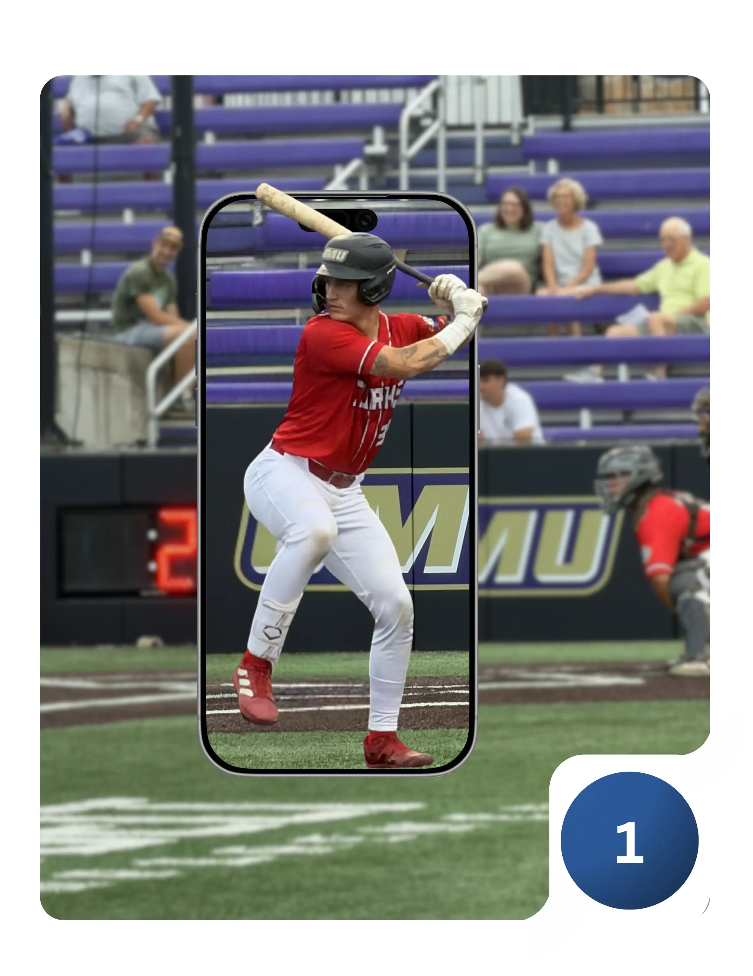 Baseball batter recording a swing for analysis