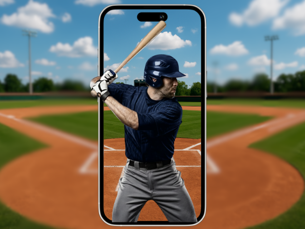 Baseball hitter displayed on a smartphone