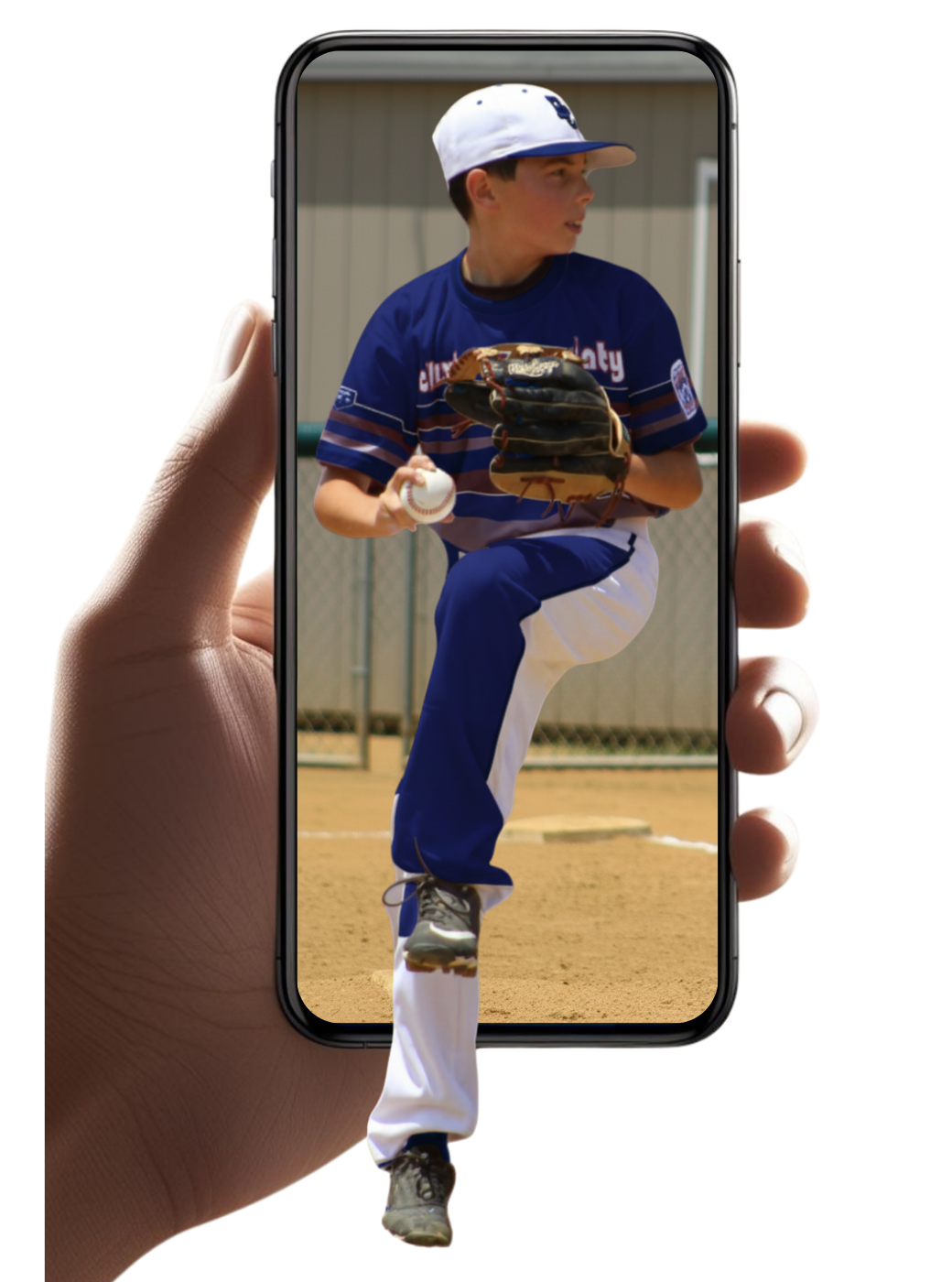 Baseball pitcher displayed on a smartphone