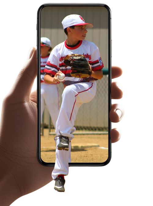 Baseball pitcher on a handheld smartphone