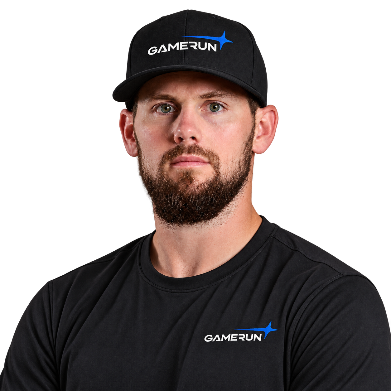 Chris Owings wearing a GameRun shirt and cap