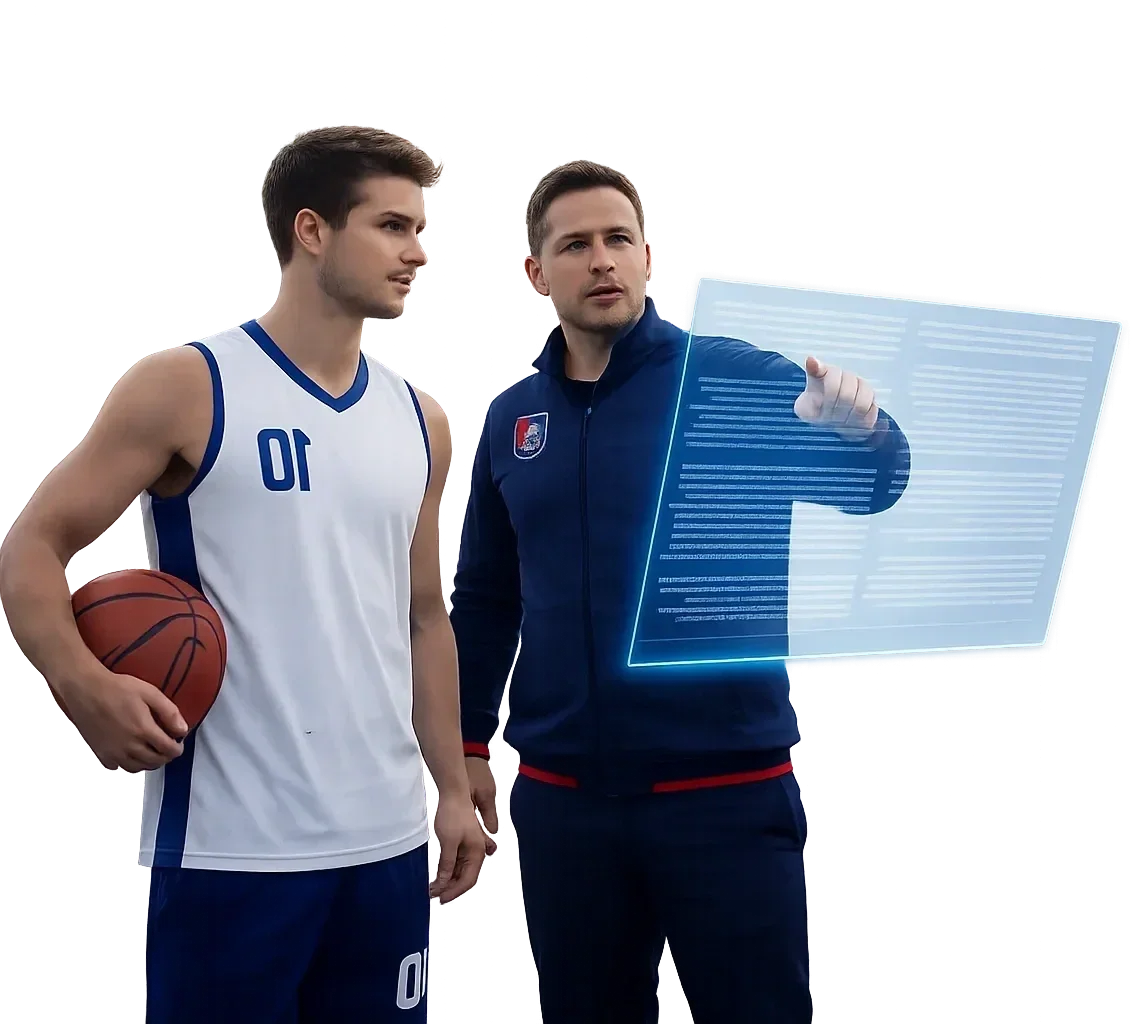 Coach reviewing player performance