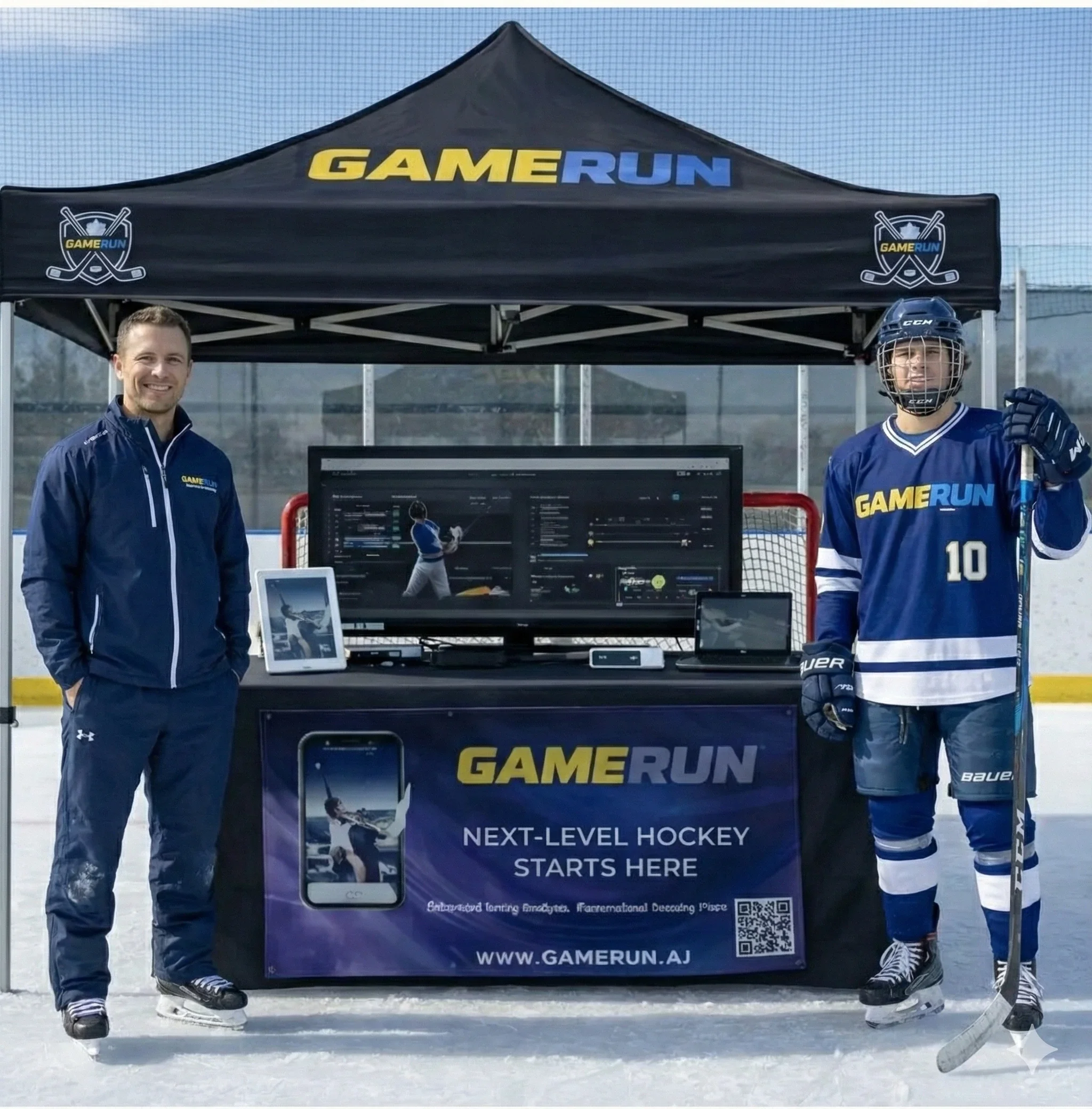 GameRun booth at an ice hockey event