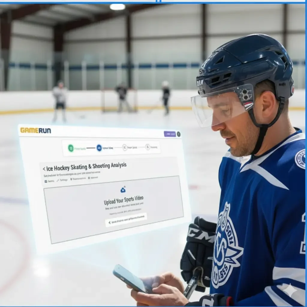 Ice hockey player reviewing a performance report