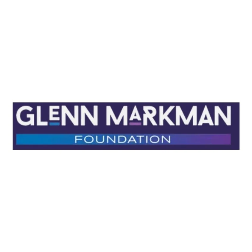 Logo for the Glenn Markman Foundation featuring the name in white, purple, and blue text on a dark background.